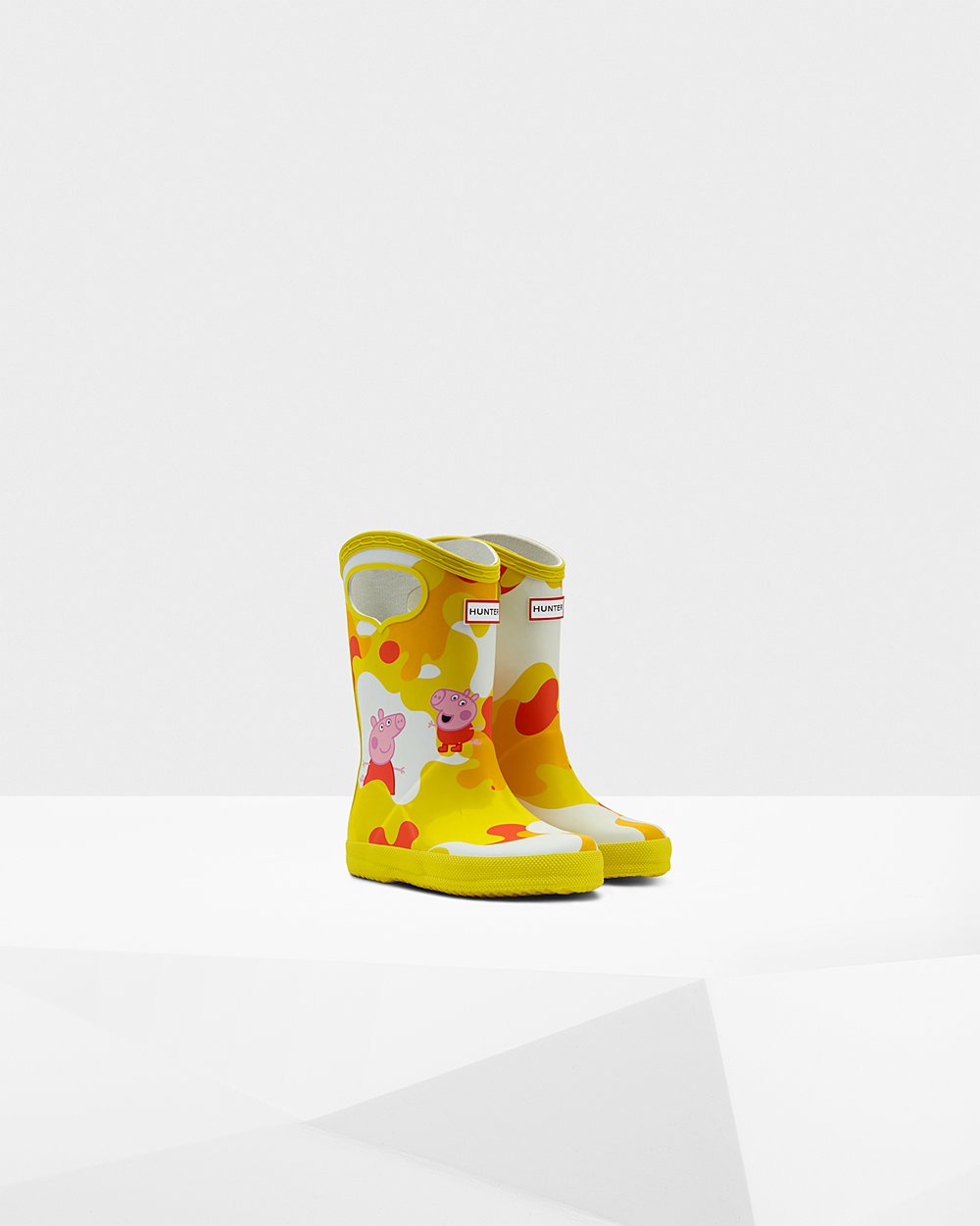 Kids Hunter Original First Peppa Pig Grab Handle | Rain Boots Yellow | NZ-95172-JSTI